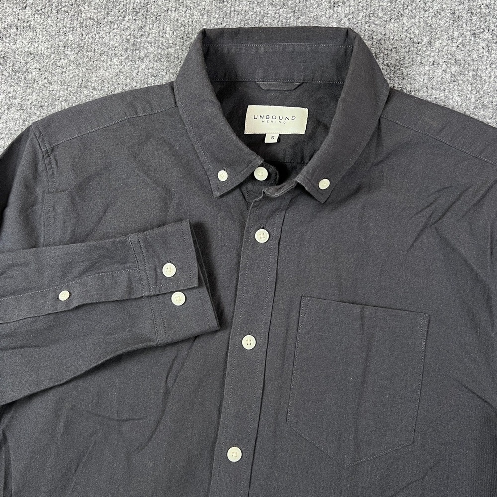 Unbound Merino Shirt Mens S Gray Long Sleeve Button Up Casual Stretch Cotton
